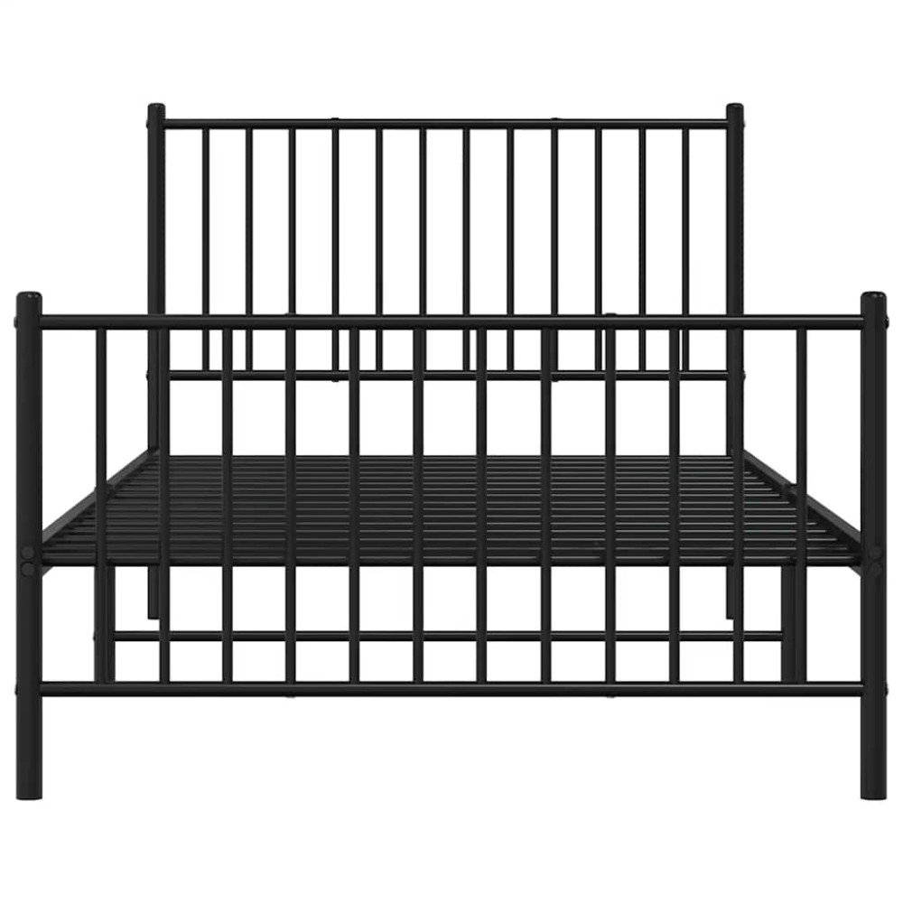 Produktbild för Sängram med huvudgavel och fotgavel svart metall 100x200 cm
