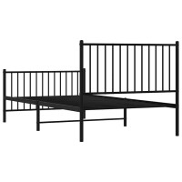 Produktbild för Sängram med huvudgavel och fotgavel svart metall 100x200 cm