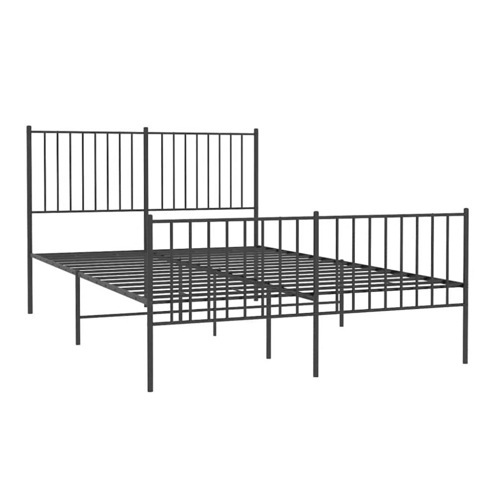 Produktbild för Sängram med huvudgavel och fotgavel svart metall 135x190 cm