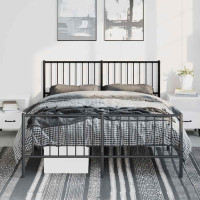 Produktbild för Sängram med huvudgavel och fotgavel svart metall 135x190 cm