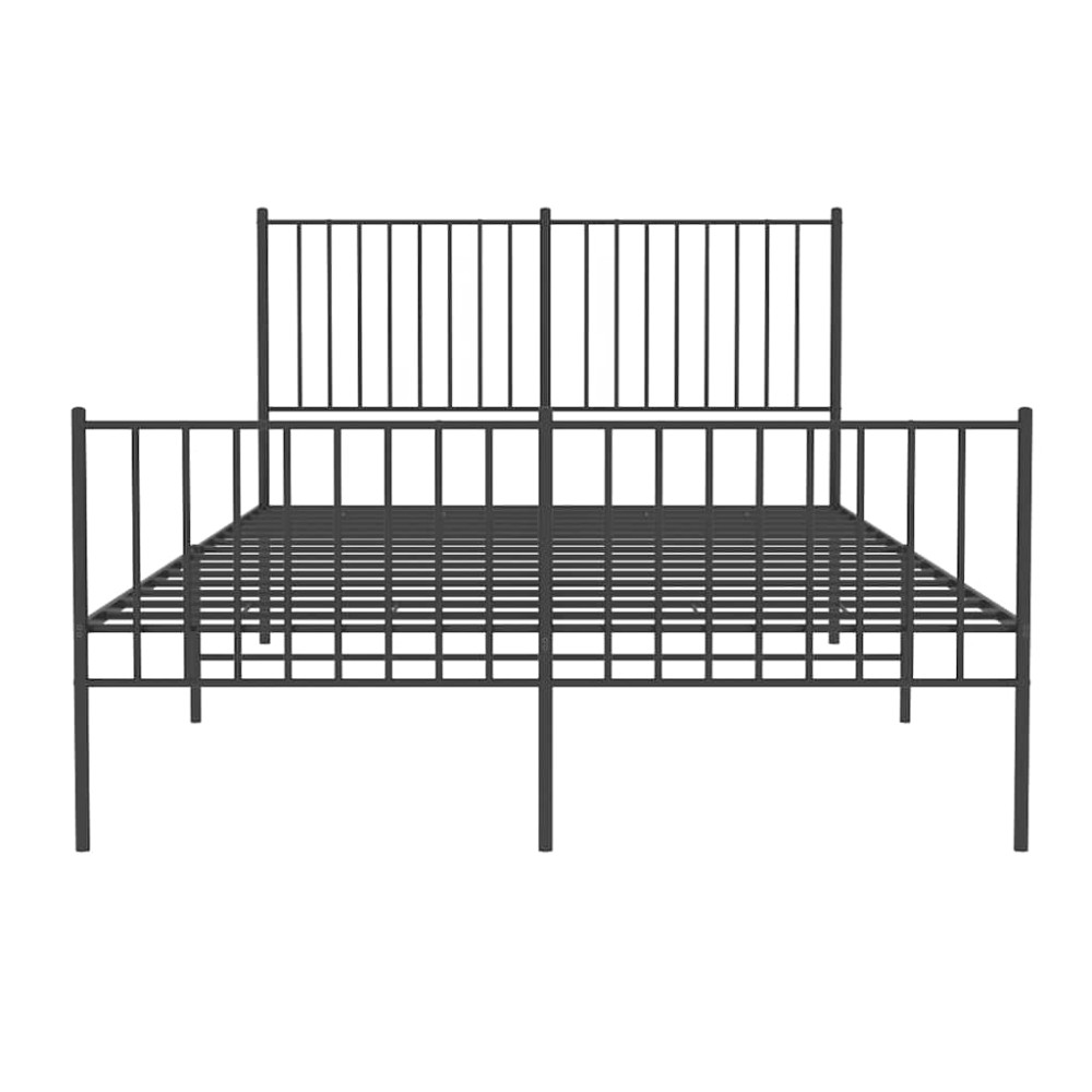 Produktbild för Sängram med huvudgavel och fotgavel svart metall 135x190 cm