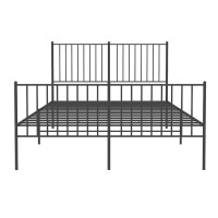 Produktbild för Sängram med huvudgavel och fotgavel svart metall 135x190 cm