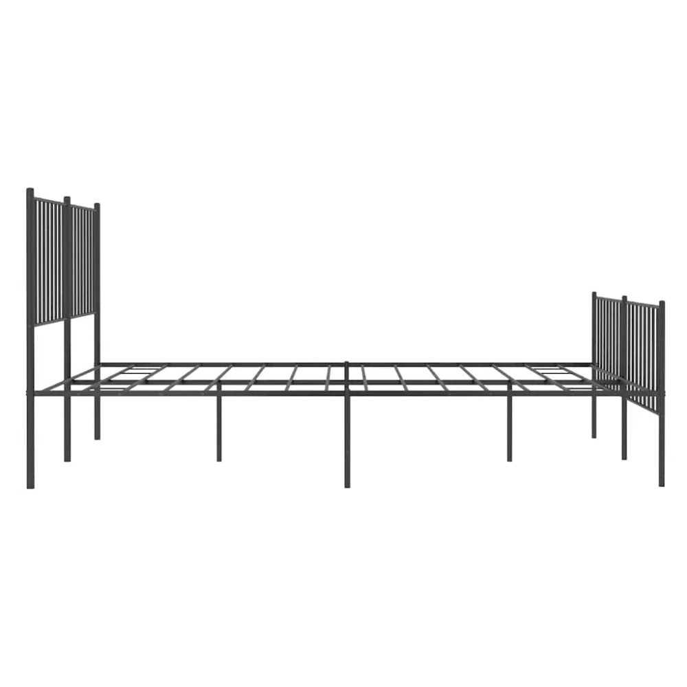Produktbild för Sängram med huvudgavel och fotgavel svart metall 135x190 cm