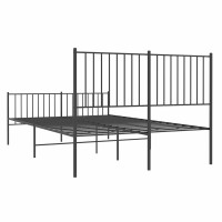 Produktbild för Sängram med huvudgavel och fotgavel svart metall 135x190 cm