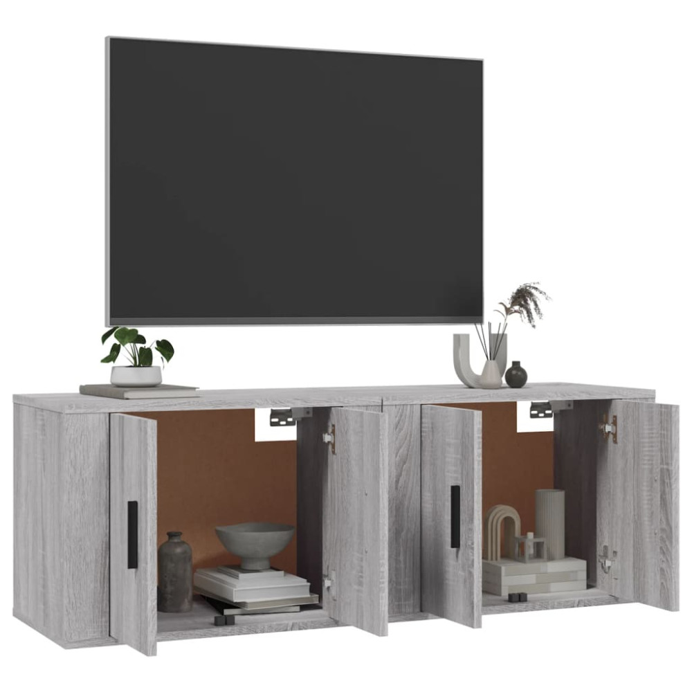 Produktbild för Väggmonterade tv-skåp 2 st grå sonoma 57x34,5x40 cm