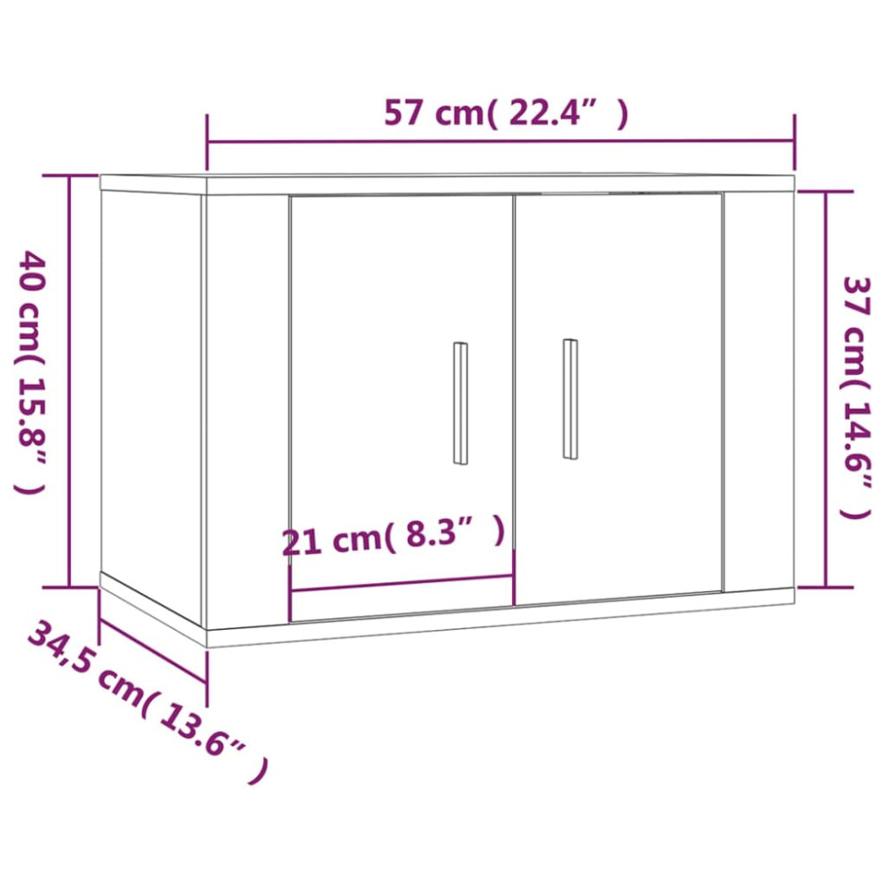 Produktbild för Väggmonterade tv-skåp 2 st grå sonoma 57x34,5x40 cm