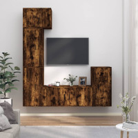 Produktbild för Tv-skåp 5 delar rökfärgad ek konstruerat trä