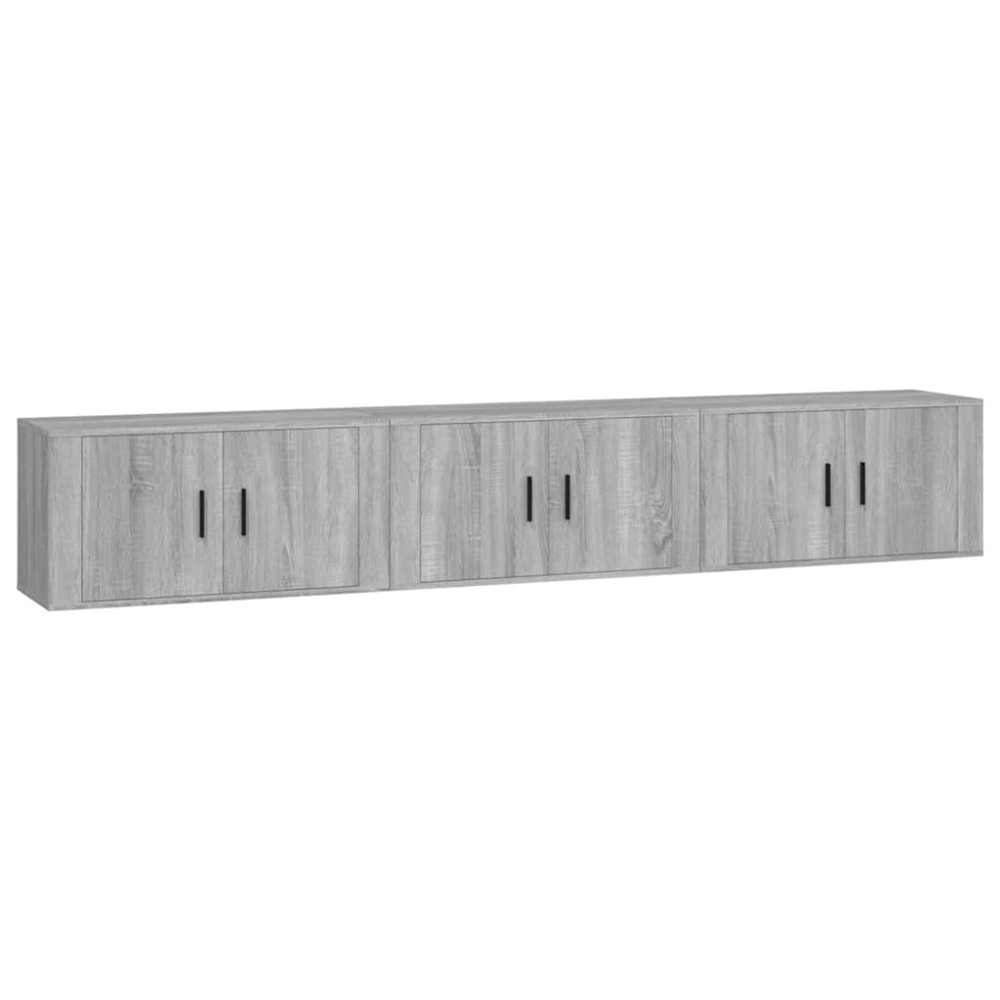 Produktbild för Väggmonterade tv-skåp 3 st grå sonoma 80x34,5x40 cm