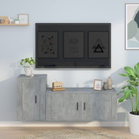 Produktbild för Tv-skåp 2 delar betonggrå konstruerat trä