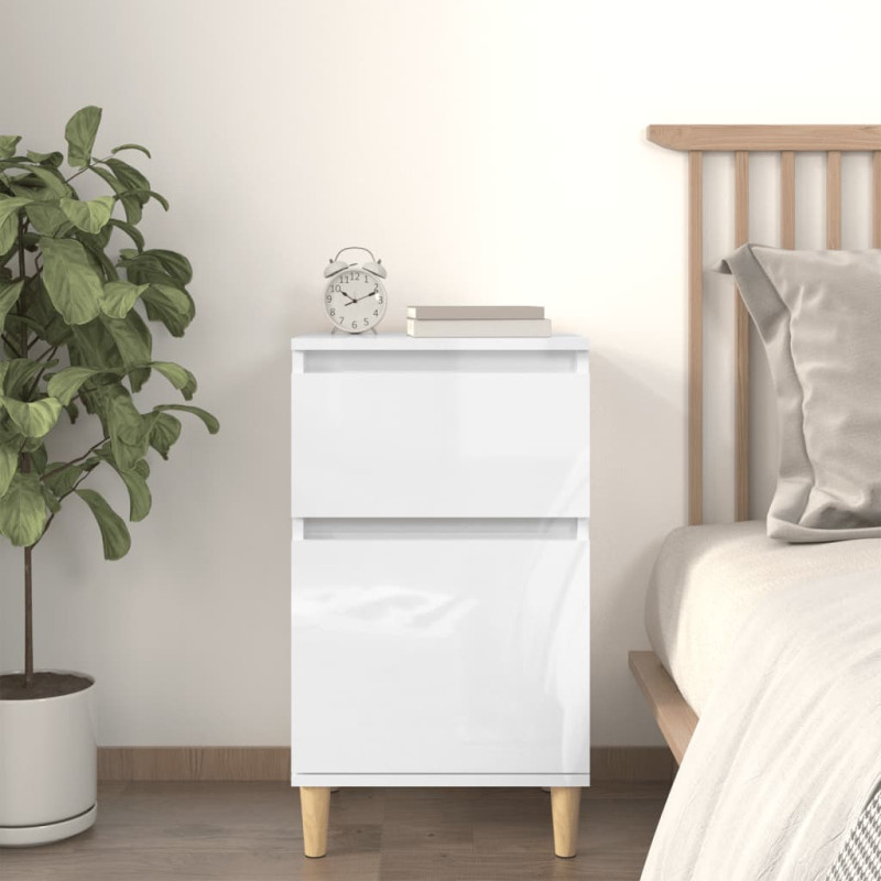 Produktbild för Sängbord vit högglans 40x35x70 cm