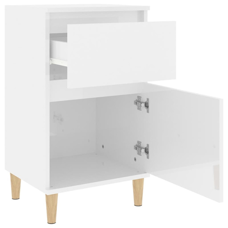 Produktbild för Sängbord vit högglans 40x35x70 cm