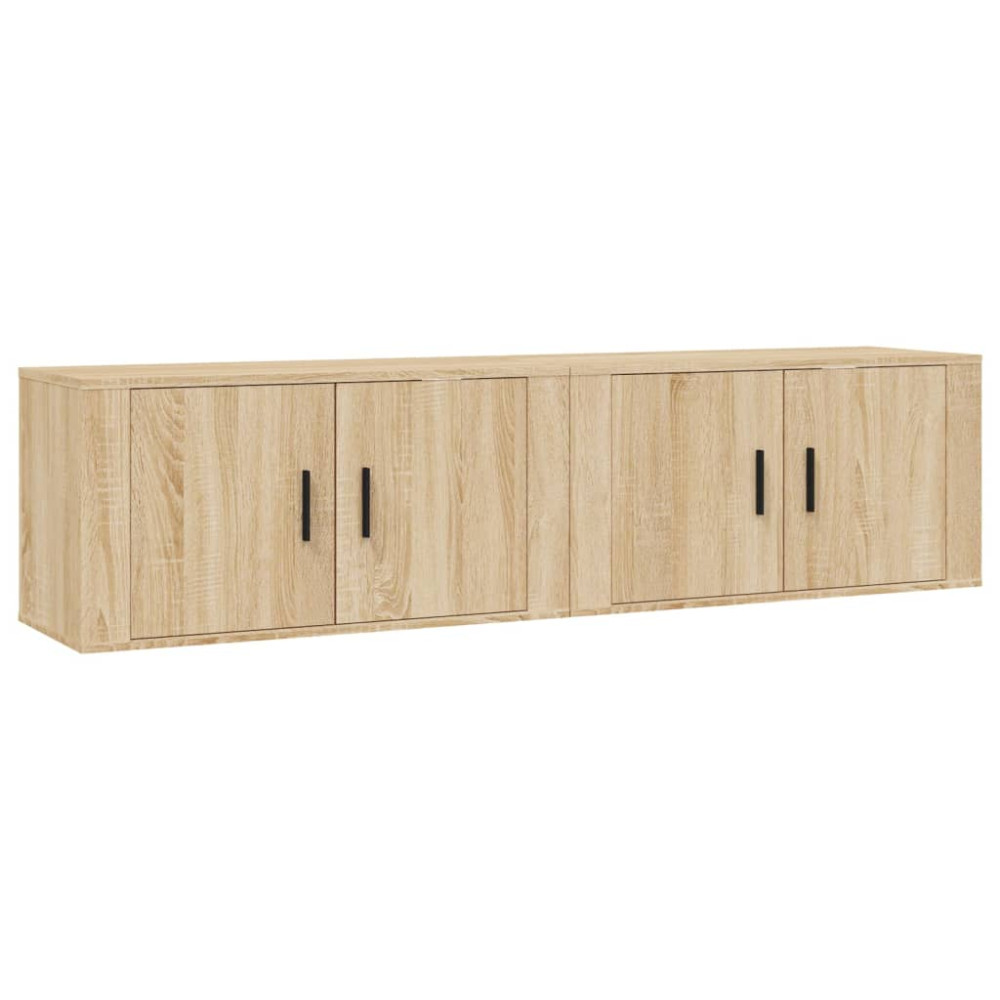 Produktbild för Väggmonterade tv-skåp 2 st Sonoma ek 80x34,5x40 cm