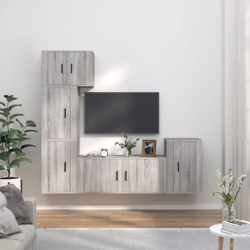 vidaXL Tv-skåp 5 delar grå sonoma konstruerat trä