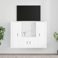 Produktbild för Tv-skåp 3 delar vit konstruerat trä