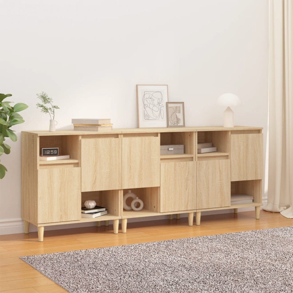 Produktbild för Skänk 3 st sonoma ek 60x35x70 cm konstruerat trä