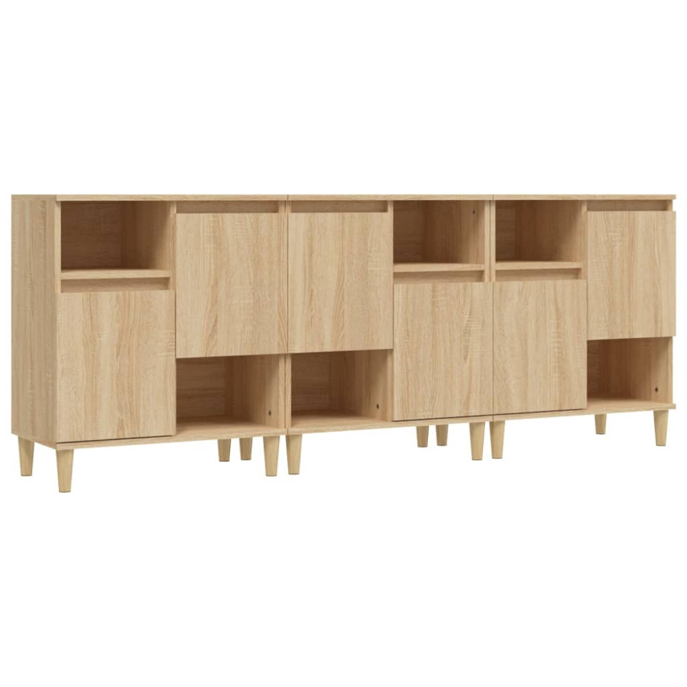 Produktbild för Skänk 3 st sonoma ek 60x35x70 cm konstruerat trä