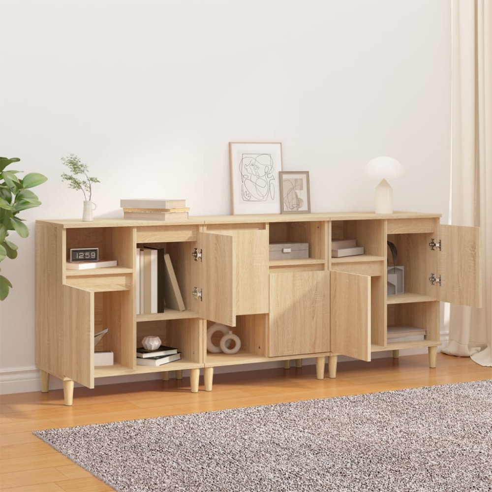 Produktbild för Skänk 3 st sonoma ek 60x35x70 cm konstruerat trä