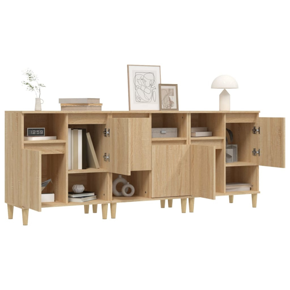 Produktbild för Skänk 3 st sonoma ek 60x35x70 cm konstruerat trä