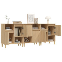 Produktbild för Skänk 3 st sonoma ek 60x35x70 cm konstruerat trä