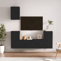 Produktbild för TV-skåp 5 delar svart konstruerat trä