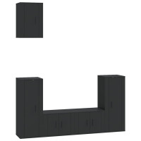 Produktbild för TV-skåp 5 delar svart konstruerat trä