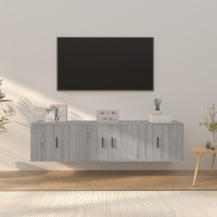 Produktbild för TV-skåp 3 delar grå sonoma konstruerat trä