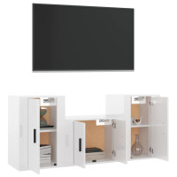 Miniatyr av produktbild för Tv-skåp 3 delar högglans vit konstruerat trä