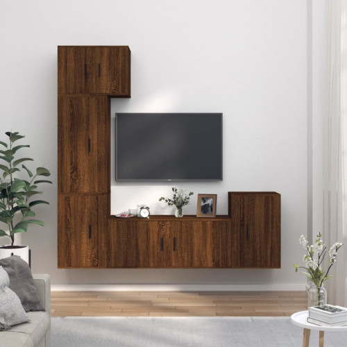 vidaXL Tv-skåp 5 delar brun ek konstruerat trä