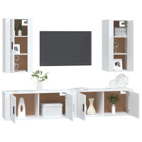 Produktbild för Tv-bänk 4 delar vit konstruerat trä