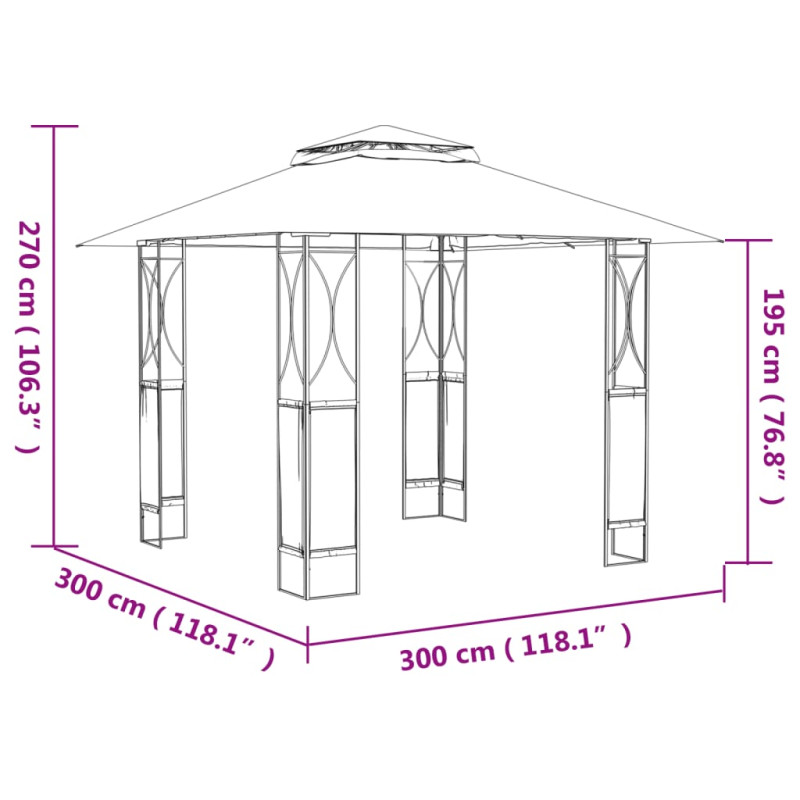Produktbild för Paviljong med tak antracit 300x300x270 cm stål