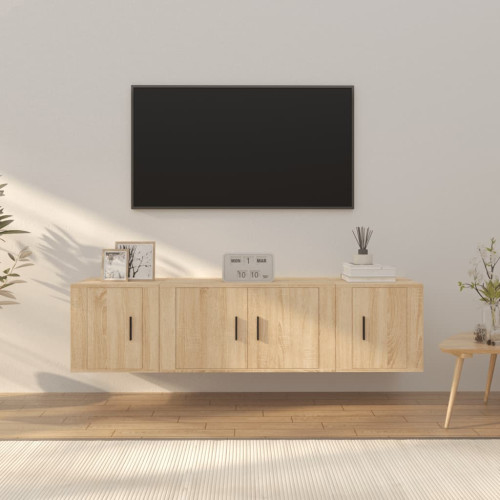vidaXL Tv-skåp 3 delar sonoma-ek konstruerat trä