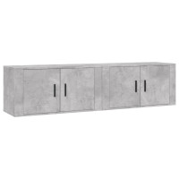 Produktbild för Väggmonterade tv-skåp 2 st betonggrå 80x34,5x40 cm