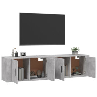 Produktbild för Väggmonterade tv-skåp 2 st betonggrå 80x34,5x40 cm