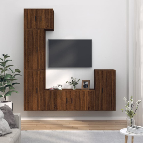 vidaXL Tv-skåp 5 delar brun ek konstruerat trä