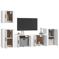 Miniatyr av produktbild för Tv-skåp 5 delar vit konstruerat trä