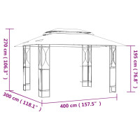 Produktbild för Paviljong med tak antracit 400x300x270 cm stål