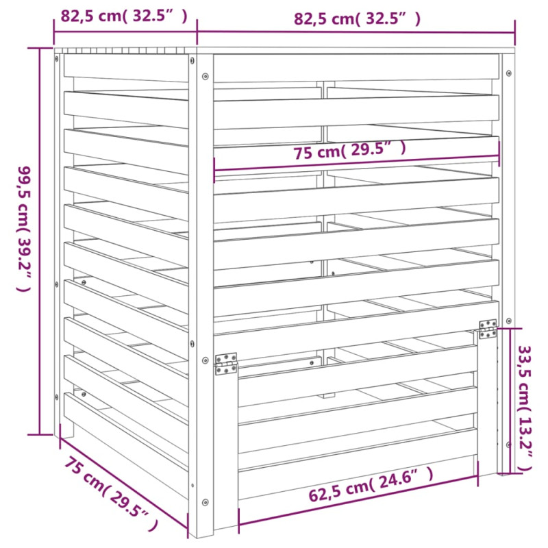 Produktbild för Kompostlåda 82,5x82,5x99,5 cm massiv douglas