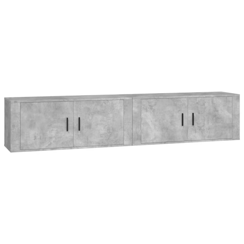 Produktbild för Väggmonterade tv-skåp 2 st betonggrå 100x34,5x40 cm