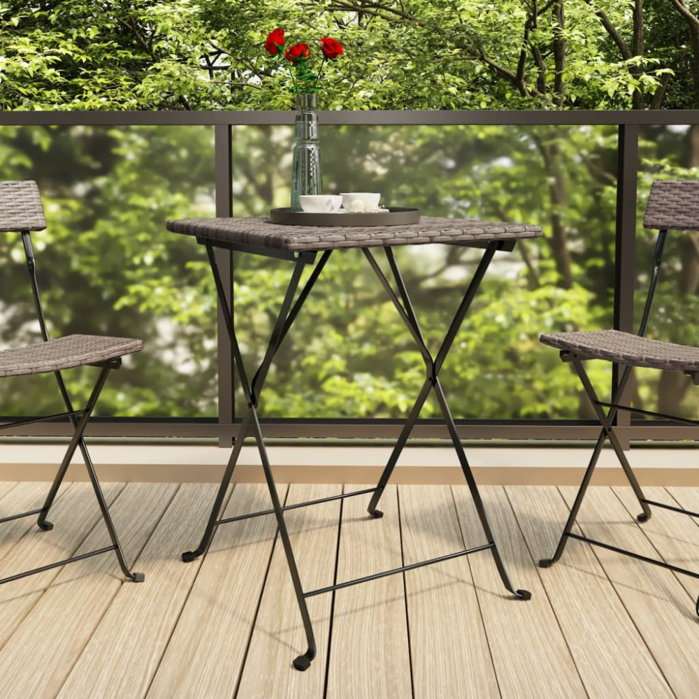 Produktbild för Hopfällbart cafébord grå 55x54x71 cm konstrotting