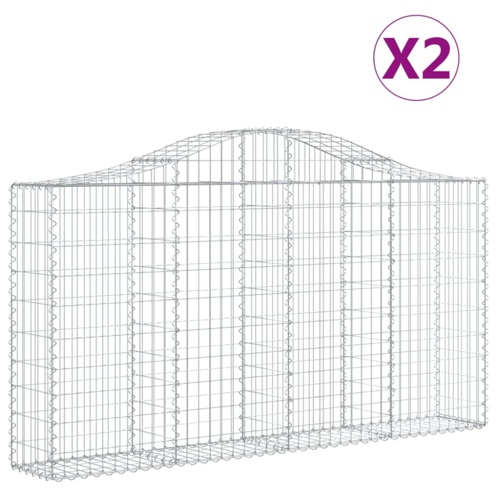 Produktbild för Gabioner bågformade 2 st 200x30x100/120 cm galvaniserat järn