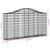 Produktbild för Gabioner bågformade 2 st 200x30x100/120 cm galvaniserat järn