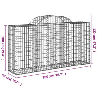 Produktbild för Gabion bågformad 200x50x100/120 cm galvaniserat järn