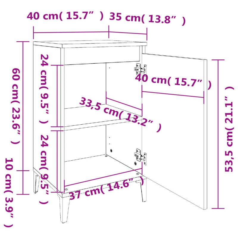 Produktbild för Sängbord betonggrå 40x35x70 cm konstruerat trä