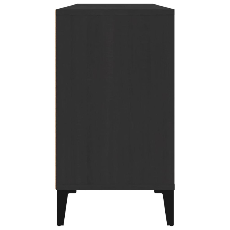 Produktbild för Tvättställsskåp svart 80x33x60 cm konstruerat trä