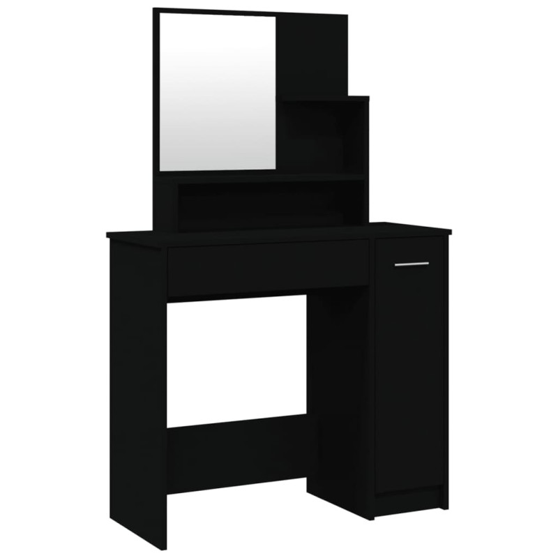 Produktbild för Sminkbord med spegel svart 86,5x35x136 cm