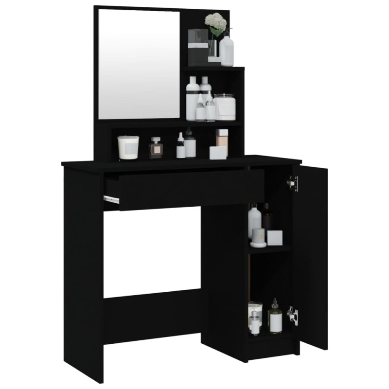 Produktbild för Sminkbord med spegel svart 86,5x35x136 cm