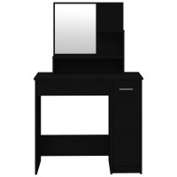 Miniatyr av produktbild för Sminkbord med spegel svart 86,5x35x136 cm