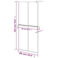 Produktbild för Duschvägg med hylla svart 90x195 cm ESG-glas&aluminium