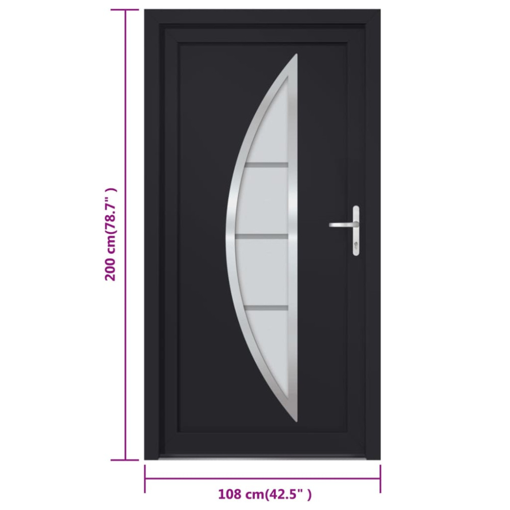 Produktbild för Ytterdörr antracit 108x200 cm PVC