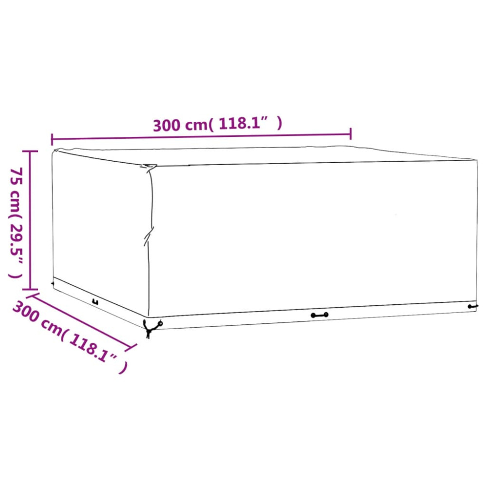 Produktbild för Överdrag för trädgårdsmöbler 16 ölj. 300x300x75 cm fyrkantig